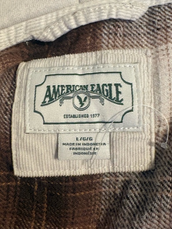 American Eagle Outfitters Brown Plaid Button-Down Shirt - Picture 3 of 3